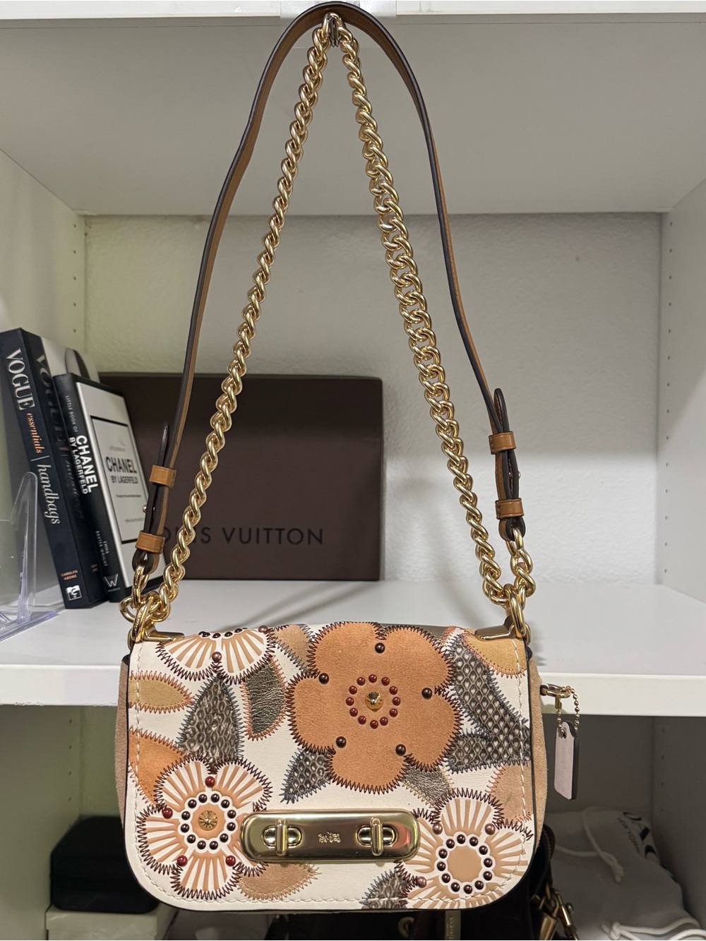 Coach Floral Crossbody Bag with Gold Chain